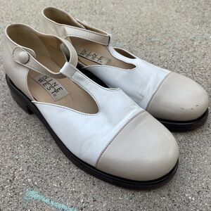 Nine West Vintage Cap Toe Block Heel Cream tan heels casual 7M preloved